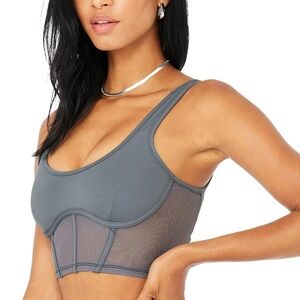 ALO Yoga Airbrush Mesh Corset Tank in Steel Blue
